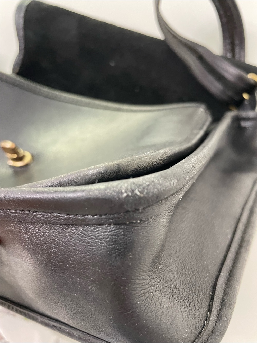 Coach Original Classics Leather Compartment Shoulder Bag Black VTG Purse 9850 - Picture 14 of 16